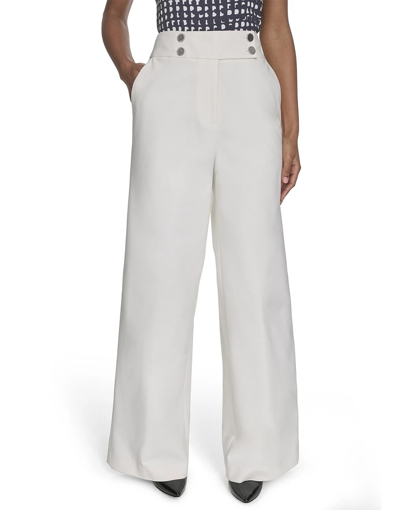 Calvin Klein Women's Cotton-Blend Wide-Leg Pants