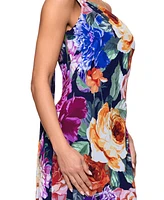 Xscape Women's One-Shoulder Floral Chiffon Dress