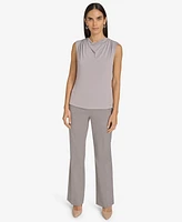 Calvin Klein Petite Draped-Neck Sleeveless Top