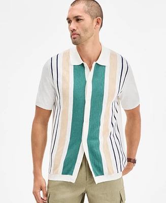 Club Room Men's Short Sleeve Striped Cardigan Sweater, Exclusively at Macy's