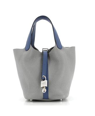 Pre-Owned Hermes Pm Bicolor Picotin Lock Bag Clemence with Swift