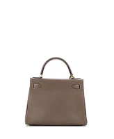 Pre-Owned Hermes Kelly 28 Handbag Grey Clemence with Gold Hardware