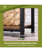 Wlive Side Table, Small End Table, Adjustable 3-Tier Bedside Table with Sturdy Metal Frame, Tall Nightstand for Bedroom, Living Room, Sofa Table for S