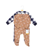 Hudson Baby Baby Boys Hudson Thermal Zipper Sleep and Play 2pk, Football, 0-3 Months