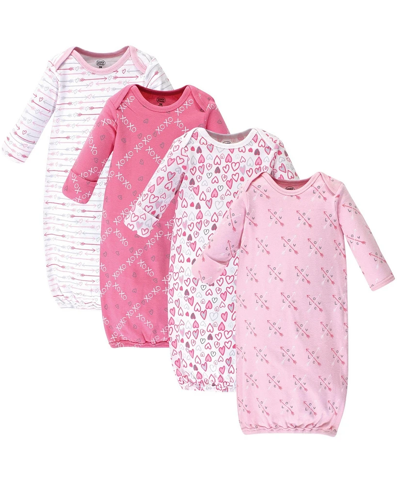 Luvable Friends Baby Girls Cotton Gowns, Love, Preemie-Newborn