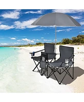 Portable Folding Picnic Double Chair With Umbrella