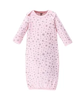 Hudson Baby Girls Hudson Cotton Gowns, Cloud Mobile Pink, Preemie/Newborn