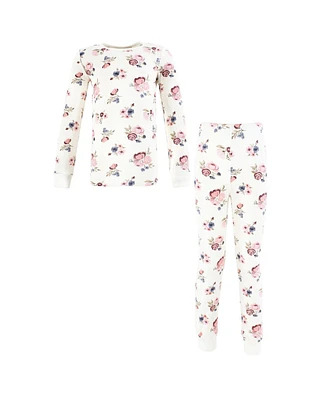 Hudson Baby Girls Hudson Thermal Long Underwear 2pc Set, Dusty Rose Floral