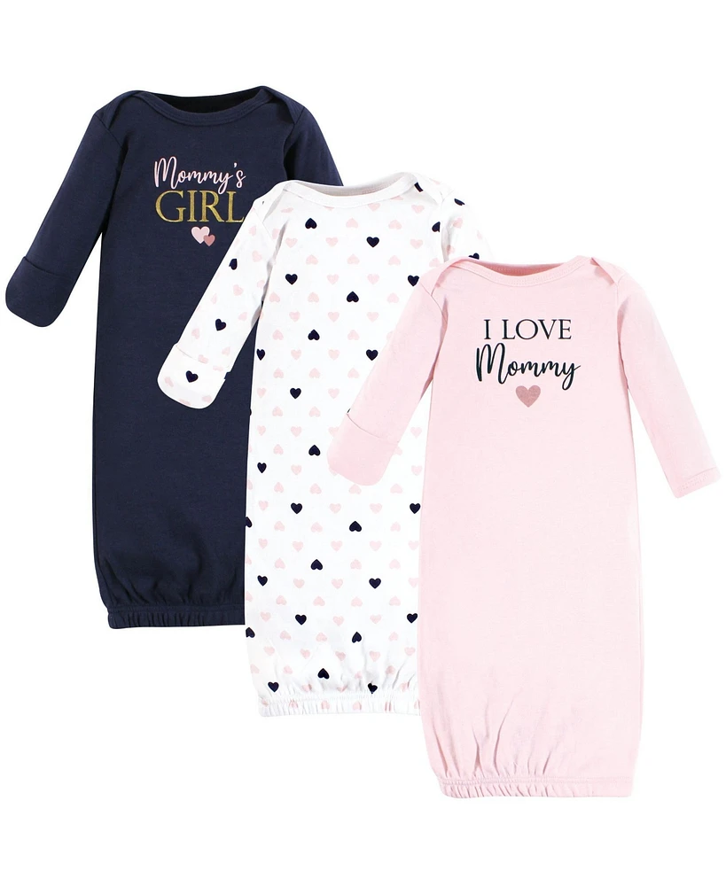 Hudson Baby Baby Girls Hudson Cotton Gowns Mommy Pink Navy