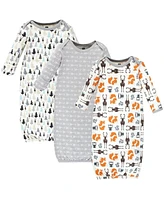 Hudson Baby Baby Boys Hudson Cotton Gowns, Moose and Fox, Preemie/Newborn