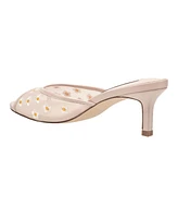 French Connection Nancy Mesh Embroidered Kitten Heel
