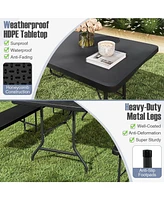 8 ft Portable Folding Table 350 Lbs Fold-in-Half Table with Hdpe Tabletop