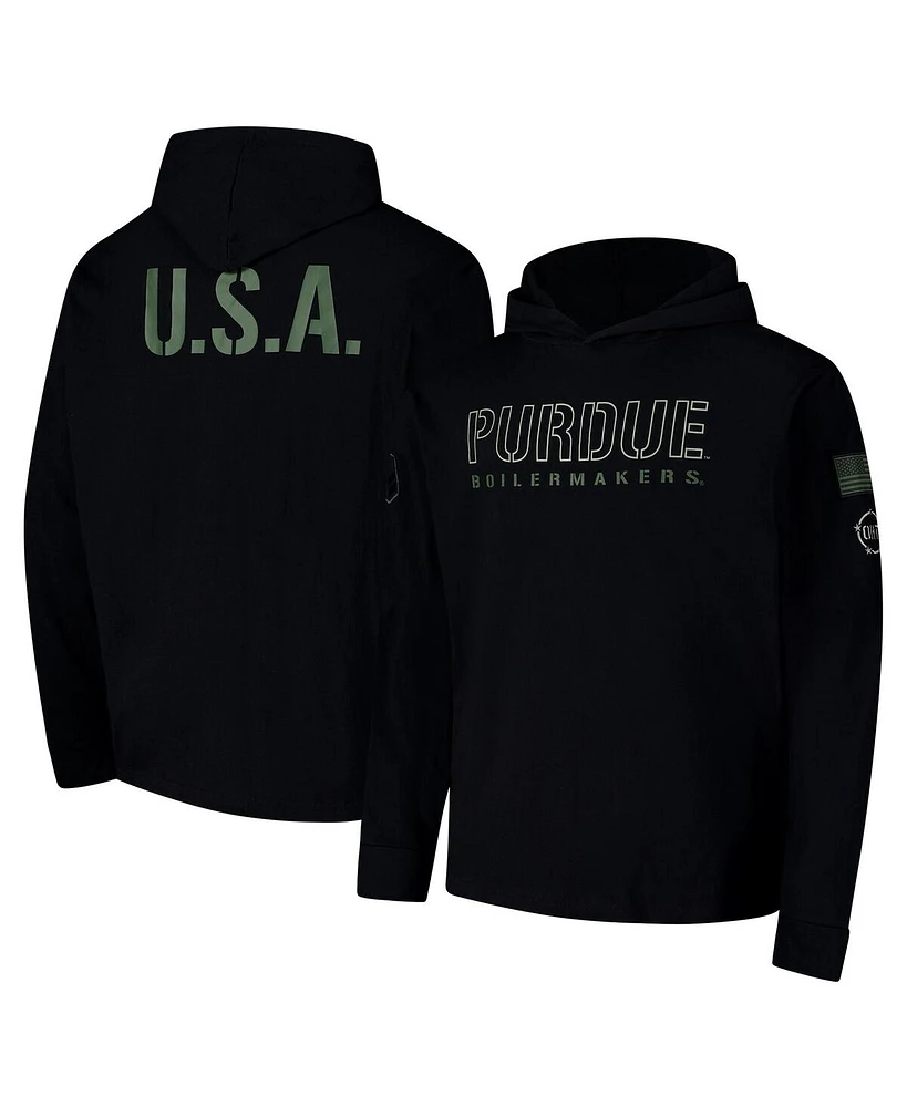 Colosseum Men's Black Purdue Boilermakers Oht Military Appreciation Hoodie Long Sleeve T-Shirt