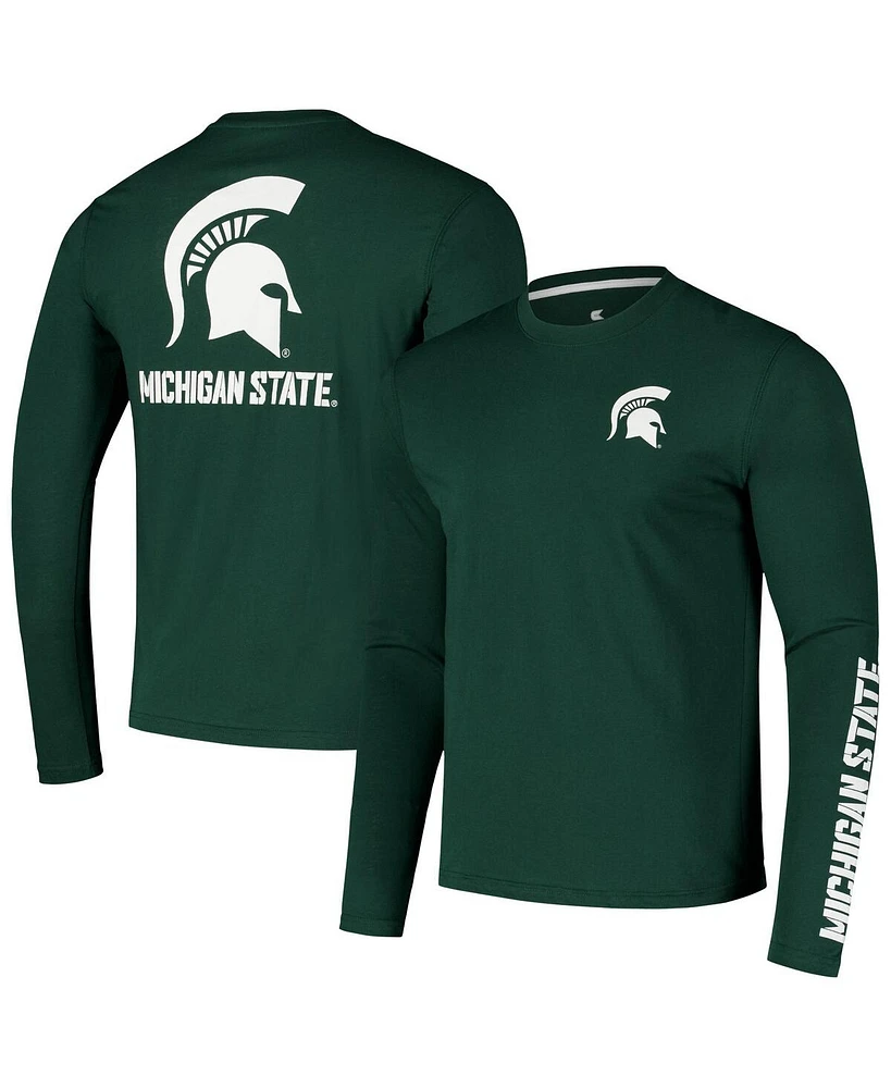 Colosseum Men's Green Michigan State Spartans Logo Lockup 3-Hit Active Blend Long Sleeve T-Shirt