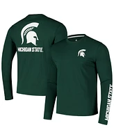 Colosseum Men's Green Michigan State Spartans Logo Lockup 3-Hit Active Blend Long Sleeve T-Shirt