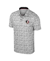 Colosseum Men's White Florida State Seminoles Big Tall It's Time Allover Printed Polo Shirt