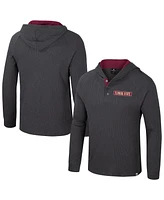 Colosseum Men's Charcoal Florida State Seminoles DuJour Raglan Long Sleeve Henley Hoodie T-Shirt