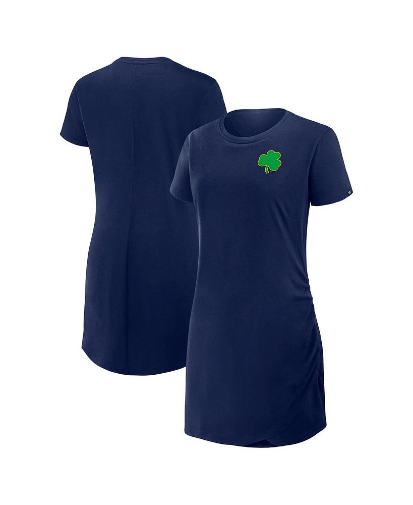 Fanatics Women's Navy Notre Dame Fighting Irish Relaxed Fit Drape T-Shirt Dress