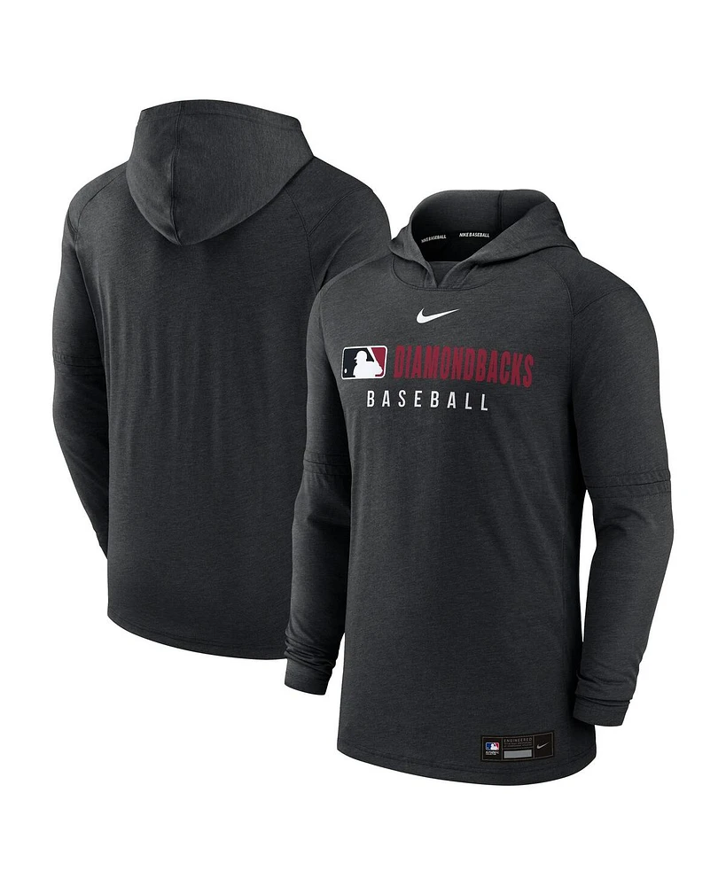 Nike Men's Heather Black Arizona Diamondbacks Authentic Collection Tri-Blend Performance Pullover Hoodie