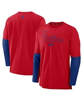 Nike Men's Red/Royal Philadelphia Phillies Authentic Collection Lightweight Player Tri-Blend Performance Pullover Sweatshirt