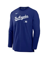 Nike Men's Royal Los Angeles Dodgers Authentic Collection Lightweight Player Tri-Blend Performance Pullover Sweatshirt