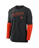 Nike Men's Black/Orange San Francisco Giants Authentic Collection Lightweight Player Tri-Blend Performance Pullover Sweatshirt
