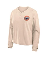 Fanatics Women's Tan Houston Astros Oversized Stadium Slub Henley T-Shirt
