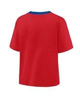 Fanatics Women's Red/Graphite Philadelphia Phillies Oversized Cropped V-Neck T-Shirt