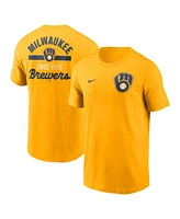Nike Men's Gold Milwaukee Brewers 2-Hit T-Shirt