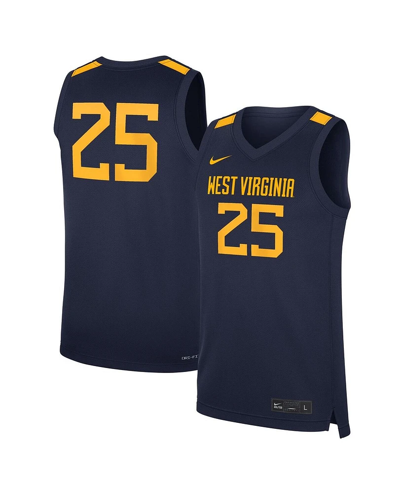 Nike Men's 25 Navy West Virginia Mountaineers Road Replica Basketball Jersey