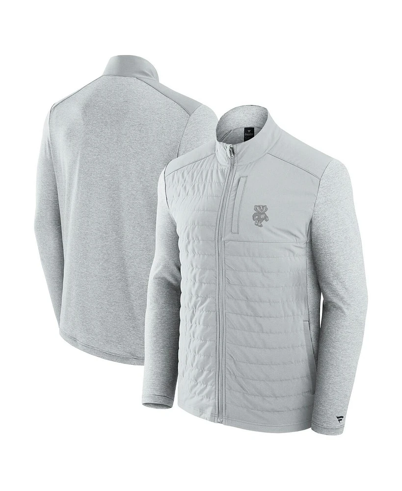 Fanatics Men's Gray Wisconsin Badgers Tonal Primary Logo Full-Zip Jacket