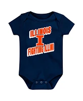 Outerstuff Newborn Navy Illinois Fighting Illini Sunday Comics Bodysuit 3-Pack