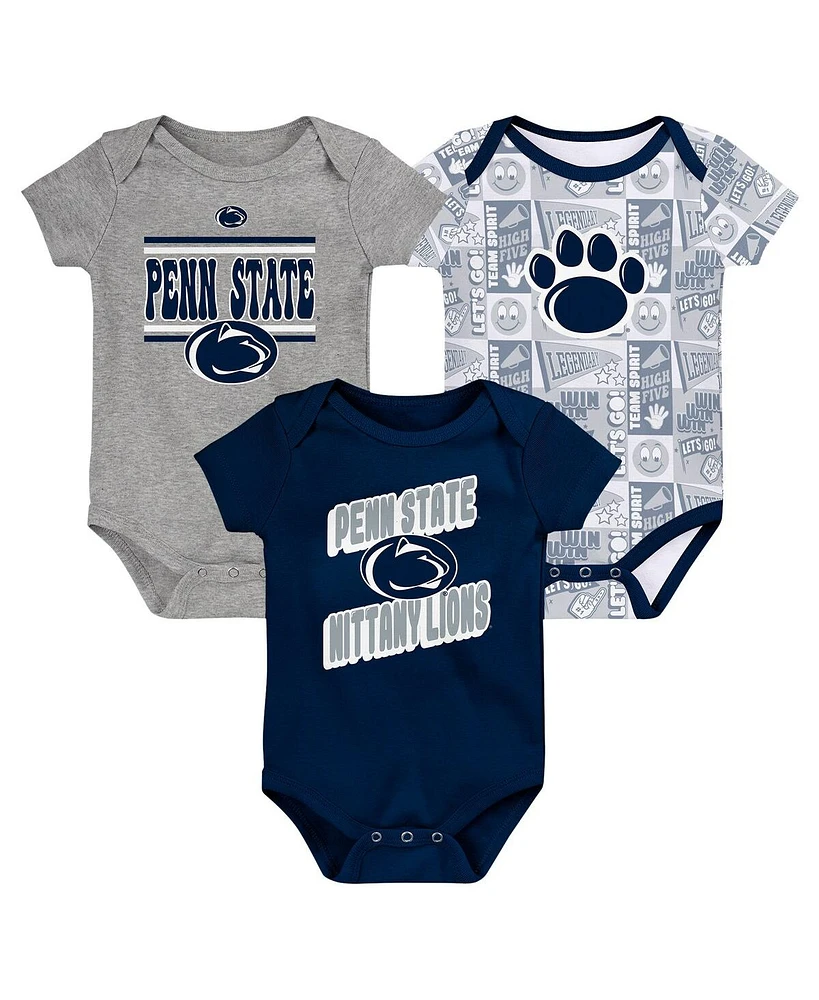 Outerstuff Newborn Navy Penn State Nittany Lions Sunday Comics Bodysuit 3-Pack