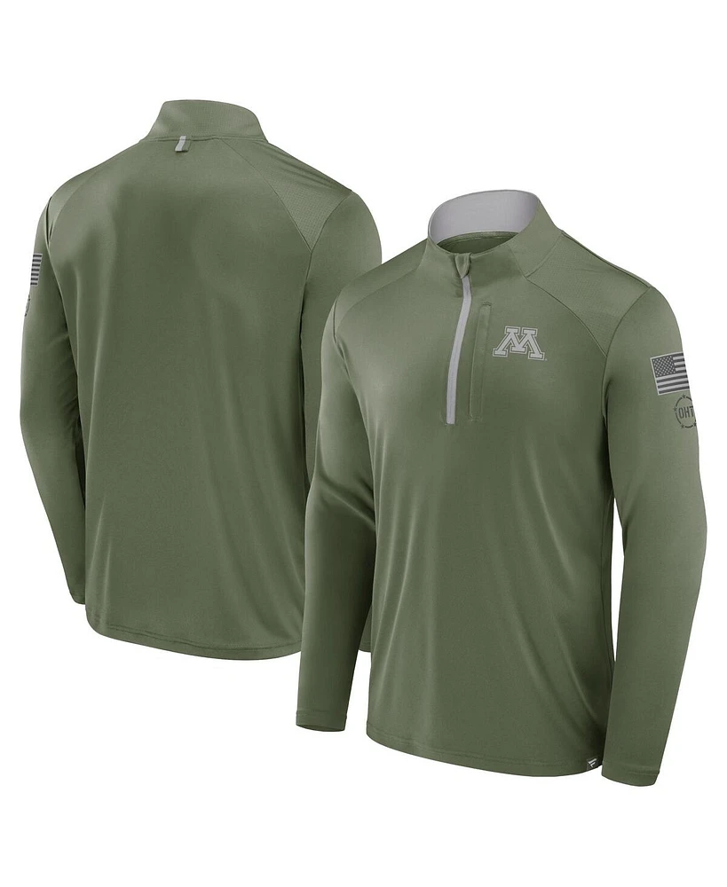 Fanatics Men's Olive Minnesota Golden Gophers Oht Military Appreciation Defender Quarter-Zip Jacket