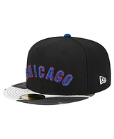 New Era Men's Black Chicago Cubs Metallic Camo 59FIFTY Fitted Hat