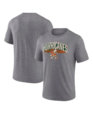 Fanatics Men's Gray Miami Hurricanes Heritage Tri-Blend 3D Burst T-Shirt