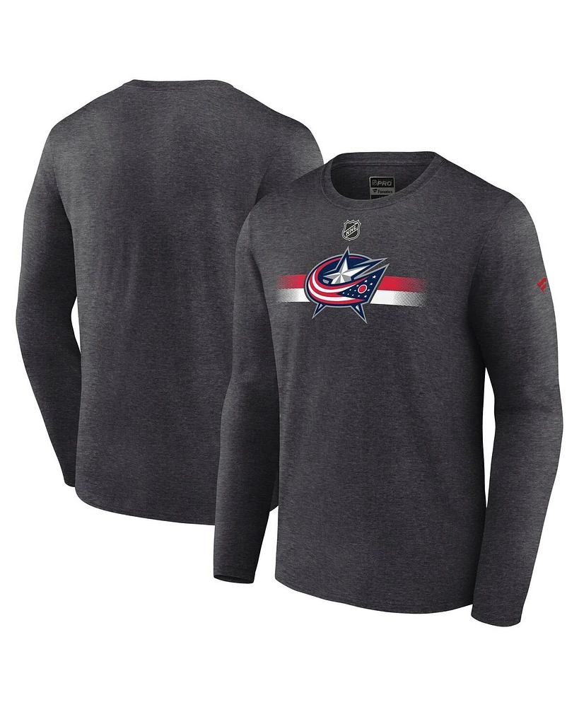 Fanatics Men's Heather Charcoal Columbus Blue Jackets Authentic Pro Secondary Long Sleeve T-Shirt