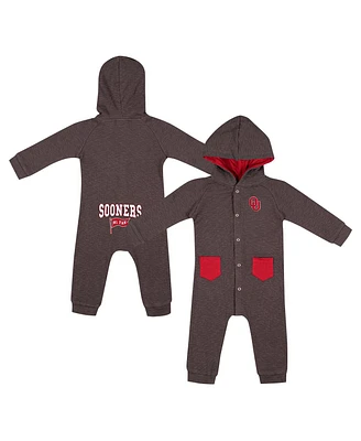 Colosseum Baby Boys and Girls Charcoal Oklahoma Sooners Zando-Zan Waffle Full-Snap Hooded Romper