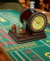 The Wine Savant Casino Roulette Whiskey Decanter with Dice Whiskey Glasses, Set of 3