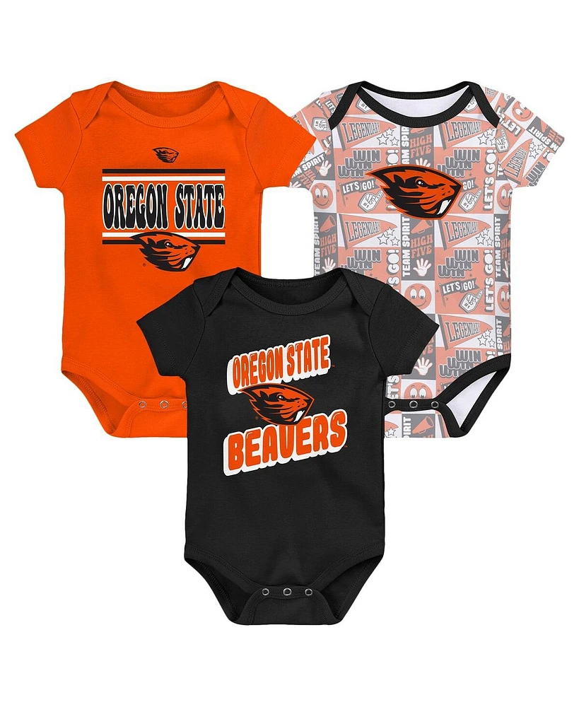 Outerstuff Newborn Black Oregon State Beavers Sunday Comics Bodysuit 3-Pack