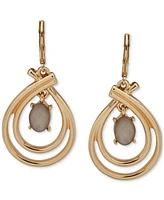 Anne Klein Gold-Tone Oval Stone Orbital Drop Earrings