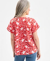 Style & Co Plus Printed V-Neck Top, Exclusively at Macy's