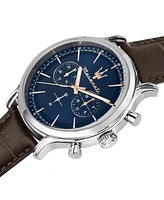 Maserati Men's Chronograph Brown Leather Watch, 42mm