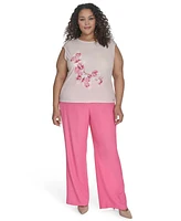 Calvin Klein Plus Placed-Floral Sleeveless Top