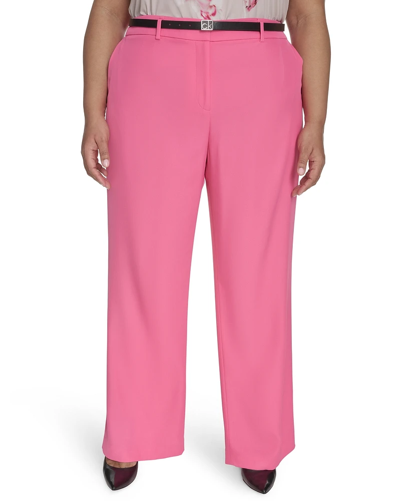 Calvin Klein Plus Mid-Rise Wide-Leg Pants