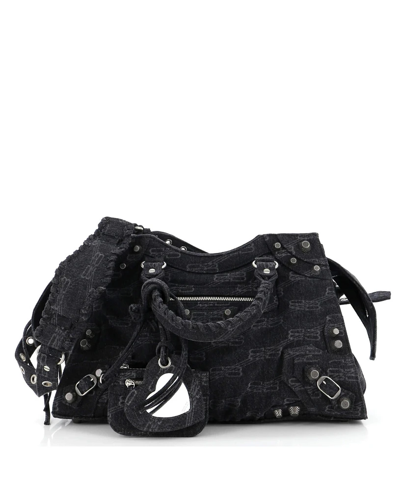 Pre-Owned Balenciaga Medium Neo Cagole City Bag Bb Denim