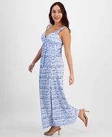 Jamie & Layla Petite Printed Twist-Front Sleeveless Maxi Dress