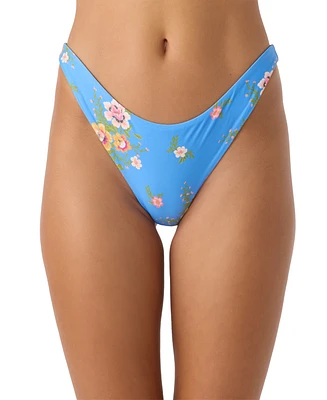 O'Neill Juniors' Printed High-Cut Bikini Bottoms