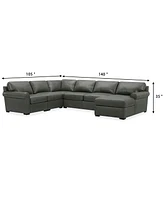 Radley Roll Arm 139" -Pc. Leather Square Corner Chaise Sectional