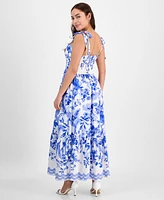 Sam Edelman Women's Floral Tie-Strap Corset Maxi Dress